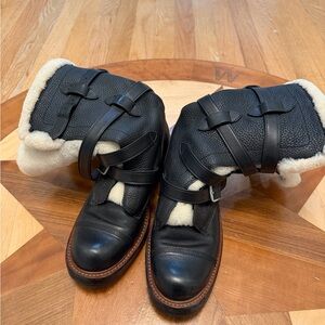 Coach Black and Cream Combat Boots